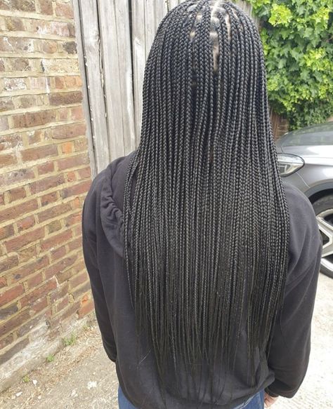 Normal Braids For Black Women, Small Knotless Box Braids Waist Length, Mid Back Knotless Braids, Straight Box Braids, Waist Length Knotless Braids, Box Braids Medium Length, Braids 2024, Small Box Braids Hairstyles, 3 Braids