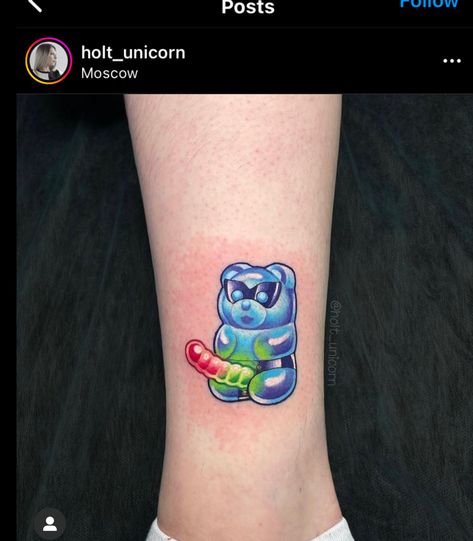 Gummy Worm Tattoo, Gummy Bear Tattoo, Sketch Images, Tattoo Reference, Bear Tattoos, Pencil Sketch Images, Bear Tattoo, Gummy Worms, Matching Tattoo