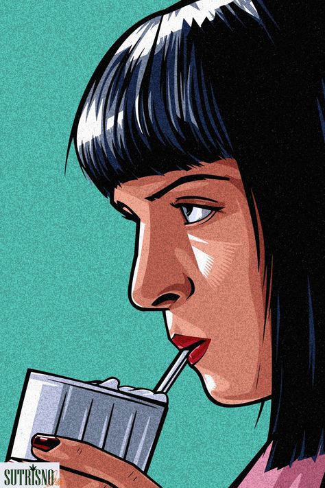 Pop Art Pulp Fiction, Pulp Fiction Art Illustration, Pulp Fiction Drawing, Punk Art Illustration, Pulp Fiction Illustration, Art Pulp Fiction, Arte Pulp, Vector Portrait Illustration, Pulp Fiction Art