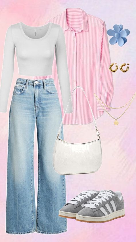 Easy Church Outfits, Light Pink Shirt Outfit, Pink Shirt Outfit, Classy Clothing, Casual College Outfits, Hippie Style Clothing, Casual Preppy Outfits, Outfit Check, Trendy Outfits For Teens