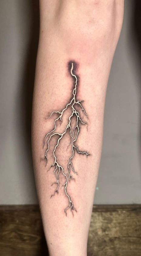 Pink Lightning Tattoo, Blue Lightning Tattoo, Torch Tattoo Design, Electrician Tattoo Ideas, Thundercloud Tattoo, Tattoo Lower Leg, Storm Cloud Tattoo, Lightning Tattoo Design, Thunderbolt Tattoo