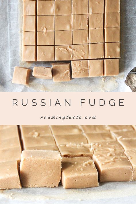 Russian Baking Recipes, Russian Fudge Recipes, Creamy Fudge Recipes, Peanut Sweets, Fudge Recipes Easy Condensed Milk, Diy Fudge, Russian Fudge, Fudge Recipe Condensed Milk, Creamy Fudge Recipe