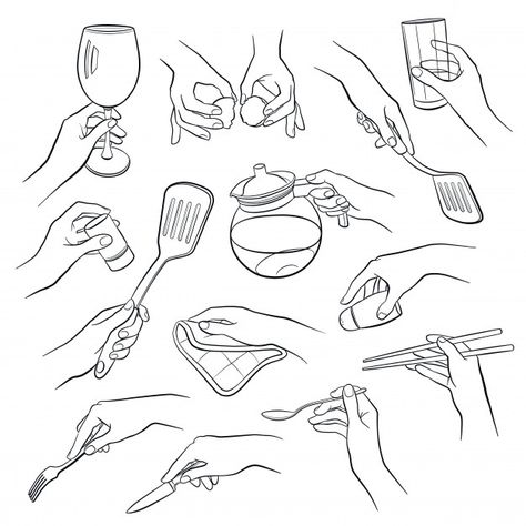 Holding A Tray Reference Drawing, Hand Holding Plate Reference, Cooking Reference Pose, Cooking Pose Reference Drawing, Cooking Poses Drawing, Cooking Art Drawing, Cooking Drawing Reference, Cooking Pose Reference, Hand On Table