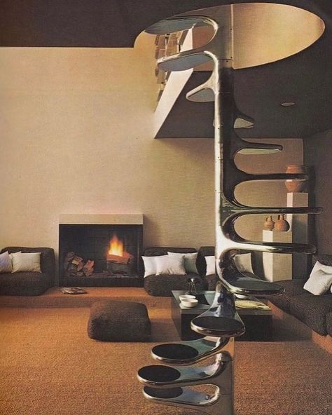 ⠝⠕⠗⠞⠓⠎⠊⠙⠑ on Instagram: “🔨 - M400 helicoid spiral staircase designed by Roger Tallon in 1964. - #aintvintage #interiordesign #design #bottegaveneta #eames…” Brutalist Interior, 70s Interior, Brutalist Design, Retro Interior, Vintage Interiors, Spiral Staircase, Dream Spaces, Staircase Design, Interior Inspo