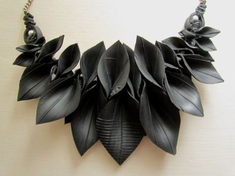 Autumn Leaves upcycled inner tube necklace by Har1equinRose Upcycled Inner Tubes, Tire Art, Tube Necklace, Leather Scraps, Inner Tube, Paper Jewelry, Inner Tubes, Recycled Leather, Artistic Jewelry