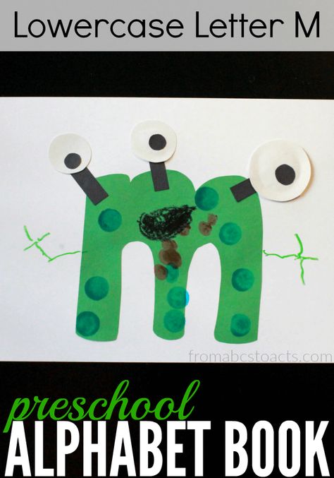 Learn all about the lowercase letter M with this adorable monster craft for preschoolers! Preschool Alphabet Book, Letter M Crafts, Preschool Letter Crafts, Alphabet Crafts Preschool, Abc Crafts, Alphabet Letter Crafts, Preschool Alphabet, M Craft, Letters Of The Alphabet