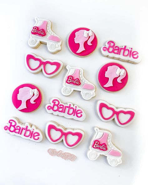 🩷I’m a Barbie Girl 🎀 Keegan’s 7th Birthday Cookies #barbie#barbiecookies#cookiesofig#lasvegascookies#lasvegas | Instagram Barbie Cookies Birthdays, Barbie Birthday Cookies, Barbie Cookies, Barbie Doll Birthday Cake, Doll Birthday Cake, Doll Cookies, Barbie Party Decorations, Cookie Decorating Party, Barbie Ideas