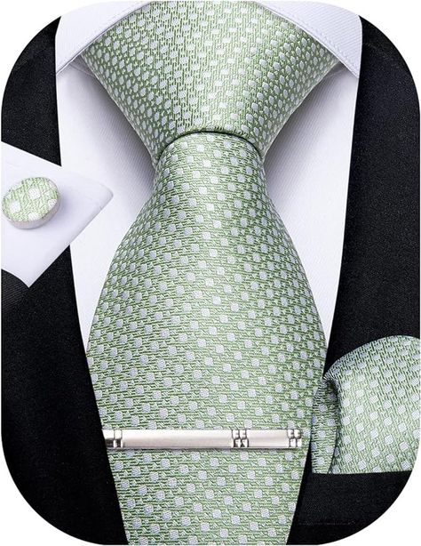 Amazon.com: DiBanGu Sage Green Tie for Men Silk Necktie Pocket Square Cufflinks Tie Clip Set Wedding Business : Clothing, Shoes & Jewelry Green Ties Men, Rose Gold Tie, Royal Blue Tie, Sage Green Tie, Wedding Mint, Pocket Square Size, Wedding Mint Green, Diamond Cufflink, Navy Blue Print