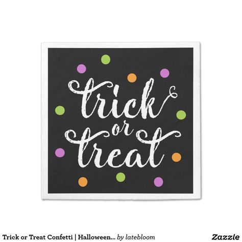 Trick or Treat Confetti | Halloween Paper Napkins Purple Confetti, Halloween Napkins, Cute Typography, Confetti Dots, Napkin Design, Party Napkins, Halloween Paper, Party Paper, Custom Paper