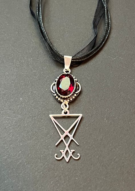 Satanic Accessories, Lucifer Necklace, Satanic Witch, Horror Punk Fashion, Satanic Jewelry, Angel Crystal, Symbole Viking, Vintage Inspired Earrings, Angel Jewelry