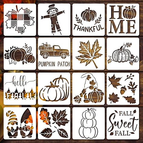 Autumn Stencils, Thanksgiving Stencils, Pumpkin Painting Stencils, Fall Stencils, Diy Crafts Home Decor, Glass Stencil, Diy Crafts Home, Stencils For Wood Signs, Cricut Stencils