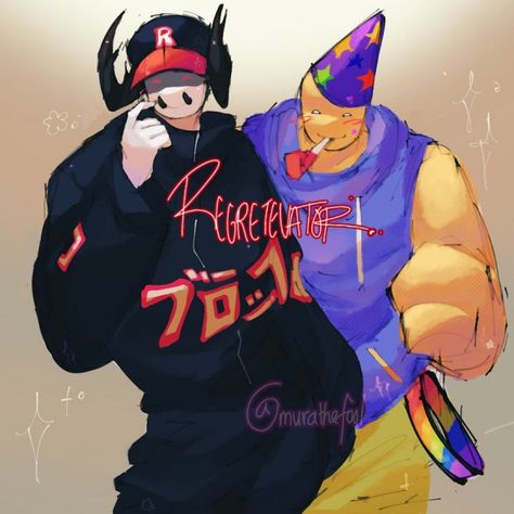 Regretevator Pest And Poob, Poob Fanart, Party Noob Regretevator Fanart, Pest Fanart, Pest Regretevator Pfp, Poob X Pest, Pest Regretevator Fanart, Regretavator Art, Pest Regretevator