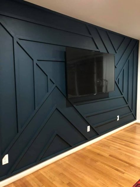 Accent Wall Behind Sectional, Trim Wall Design, Modern Wood Accent Wall, Trim Wall, Accent Wall Design, Room Accent Wall, Accent Wall Designs, Wood Accent Wall, Accent Walls In Living Room