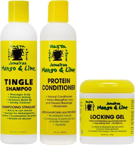 Jamaican Mango & Lime Tingle Shampoo + Protein Conditioner 8 oz + Locking Gel 6 oz Set Jamaican Mango And Lime, Protein Shampoo, Protein Conditioner, Natural Conditioner, Jamaican Recipes, Shampoo Conditioner, Hair Shampoo, Smell Good, Shampoo And Conditioner