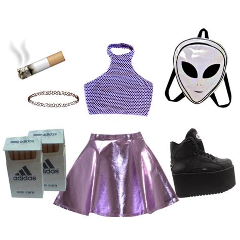 Vaporwave Aesthetic Outfits, Vibe Outfits, Weird Girl, 2010s Aesthetic, Space Grunge, Creepypasta Oc, Steampunk Heart, Alien Aesthetic, Alien Girl