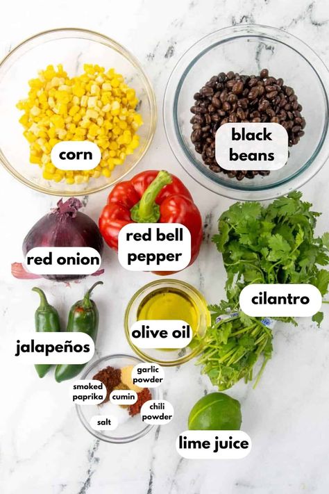 Black Bean and Corn Salad - Megan vs Kitchen Wheat Berry Recipes, Corn And Bean Salad, Black Bean And Corn Salad, Bean And Corn Salad, Black Bean Corn Salad, Black Bean And Corn, Black Bean Corn, Quick Salads, Black Bean Salad