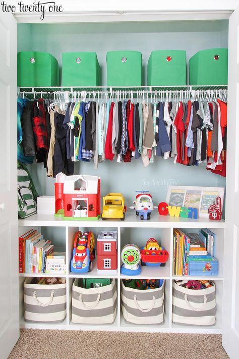 Toddler Closet Organization, Toddler Closet, Closet Features, Toddler Organization, Boy Toddler Bedroom, Toddler Boys Room, Kids Closet Organization, Kid Closet, Kids Room Organization