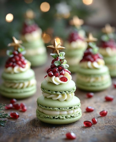 Entertaining Desserts, Christmas Macarons, Gourmet Appetizers, Christmas Donuts, Christmas Biscuits, Christmas Cookies Easy, Best Christmas Cookies, Holiday Cookie Recipes, Macaron Recipe