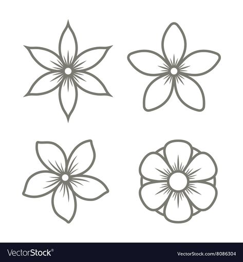 Jasmine Flower Icons Set on White Background Vector Image Hur Man Ritar Blommor, Trin For Trin Tegning, Flower Jasmine, Set Background, Logo Outline, Realistic Rose, Flower Shapes, Flower Icons, Background Drawing