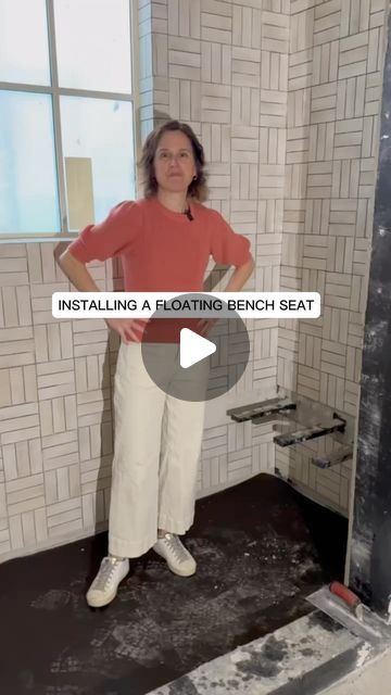 Shower With Built In Bench Seat, Shower Seats Ideas Benches, Floating Bench Seat, Floating Shower Bench, Bathroom Bench Seat, Floating Bench, Bathroom Bench, Shower Seat, Shower Bench