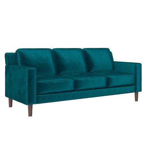 Zipcode Design™ Ferranti 78'' Upholstered Sofa & Reviews | Wayfair Teal Velvet Sofa, Boho Couch, Teal Couch, Sofa For Sale, Sofa Green, Velvet Room, Teal Velvet, Modul Sofa, Art Chair