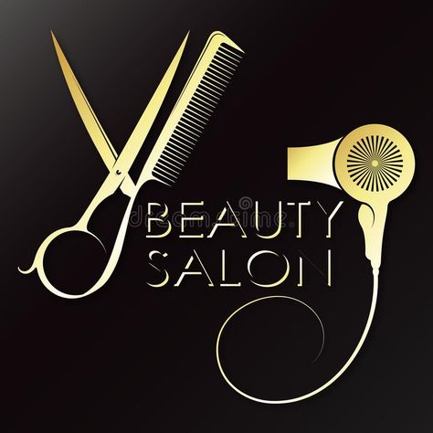 Hair stylist symbol with scissors and comb vector illustration Beauty Salon Illustration, Symbol For Beauty, Hair Sign, Logo Hair Stylist, Logo Barber, Golden Scissors, Beard Wallpaper, Curl Hairstyles, Hair Salon Quotes