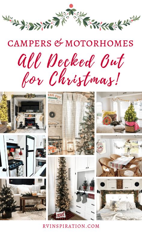 Get in the Christmas spirit as you look at these beautifully renovated and decorated RVs! | RVinspiration.com Christmas In Rv Holidays, Rv Decorated For Christmas, Christmas Lights On Rv, Rv Christmas Tree Ideas, Decorate Rv For Christmas, Decorating Rv For Christmas, Christmas In Rv, Christmas In An Rv, Rv Christmas Decor