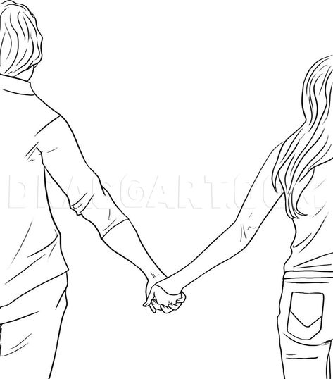 How To Draw Two People Holding Hands, How To Draw A Couple Holding Hands, Holding Hands Drawing Couple, Handholding Couple Pose Drawing, Guy Holding Flowers Drawing, Couples Holding Hands Drawing, People Holding Hands Reference, Couple Hands Holding Drawing, People Holding Hands Drawing