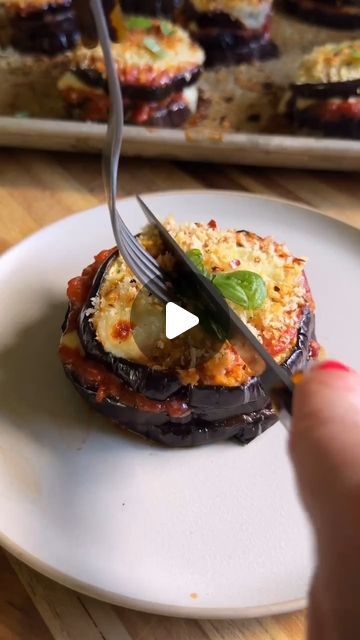 Stacked Eggplant, Eggplant Stacks, Eggplant Recipes Easy, Eggplant Parm, Eggplant Dishes, Baked Eggplant, Vegetable Casserole, Lower Thirds, Eggplant Parmesan