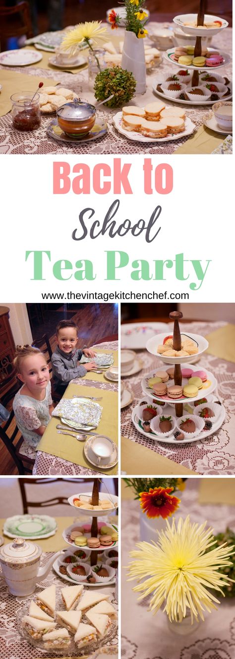 Launch the new school year with a simple, fun Back to School Tea Party! Its a fantastic way to do something a bit out of the ordinary for the end of summer. Back To School Tea Party, School Tea Party, Kids Cooking Party, Lila Party, Poetry Tea, Tea Party Sandwiches, Kids Tea Party, Hawaiian Bbq, Tea Time Food