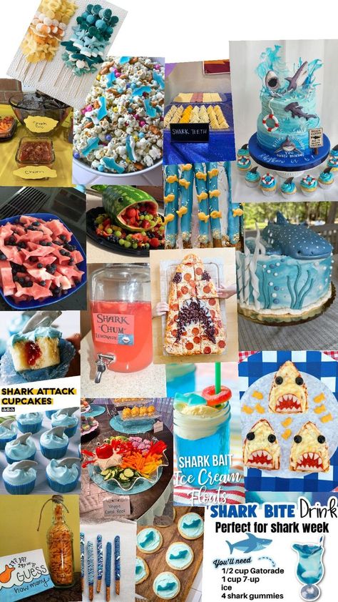 sharks Shark Themed Food, Food For Party, Sea Shark, Shark Bait, Themed Food, Ice Cream Floats, Reef Shark, Shark Party, Shark Birthday