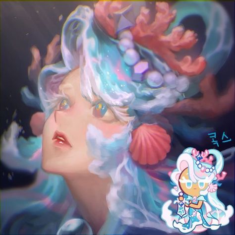 Sea Fairy, Cookie Games, Almond Cookies, Cookie Art, Cookie Run, Cookie Designs, Yummy Cookies, Drawing Reference Poses, Pretty Art