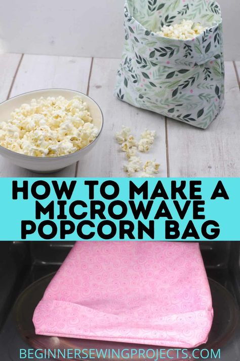 Craft Show Sewing Ideas To Sell, One Hour Sewing Projects, Diy Popcorn Bags How To Make, Popcorn Bag Pattern, Popcorn Bags Ideas, Reusable Popcorn Bags Diy, Microwave Popcorn Bag Pattern, Popcorn Bag Sewing Pattern, Microwave Popcorn Bags Diy