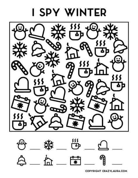 Gear up for the holidays with new and fun activities to do with the kids! Check out these free winter I spy printables that include three different variations! I Spy Winter Free Printable, Warm Up Activities For Kids, I Spy Printables For Kids Free, Winter Break Activities For Kids, I Spy Winter, Winter I Spy, I Spy Christmas, I Spy Printable, Winter Math Activities