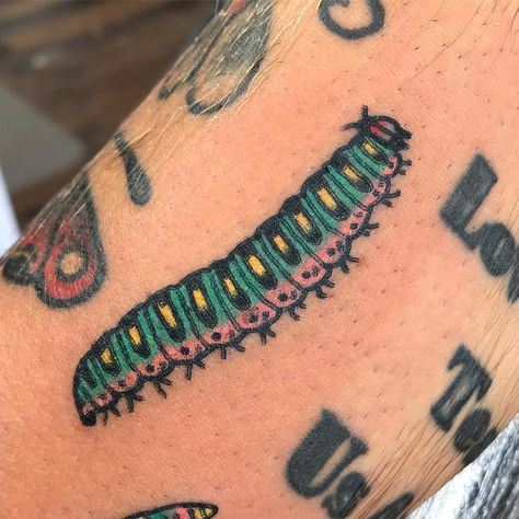 Caterpillar Tattoo, Butterfly With Flowers Tattoo, Bug Tattoo, Stick And Poke, Temple Design, Dope Tattoos, Bugs And Insects, Body Modifications, Body Mods