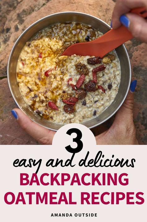 An easy and filling backpacking oatmeal recipe with almonds, and freeze-dried berries. Dehydrated Meals For Backpacking, Dehydrated Recipes Backpacking, Dehydrated Camping Meals, Camping Food Breakfast, Hiking Recipes, Foil Recipes, Easy Camping Food, Backpacking Breakfast, Backpacking Recipes