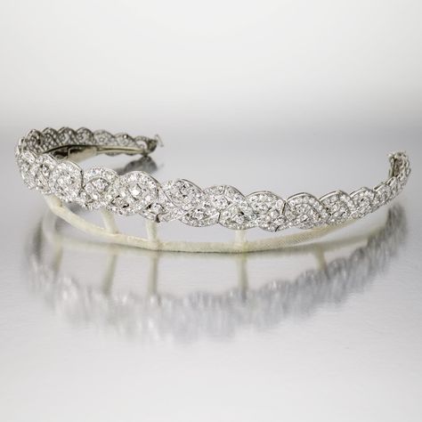 PLATINUM AND DIAMOND TIARA, CARTIER, NEW YORK, CIRCA 1920 The openwork mounting set with old European-cut and single-cut diamonds weighing approximately 36.00 carats, signed Cartier, Gold Wedding Anniversary, Diamond Ribbon, Tiaras Jewellery, Royal Tiaras, Gold Tiara, Diamond Tiara, Princess Tiara, Royal Jewels, Royal Jewelry