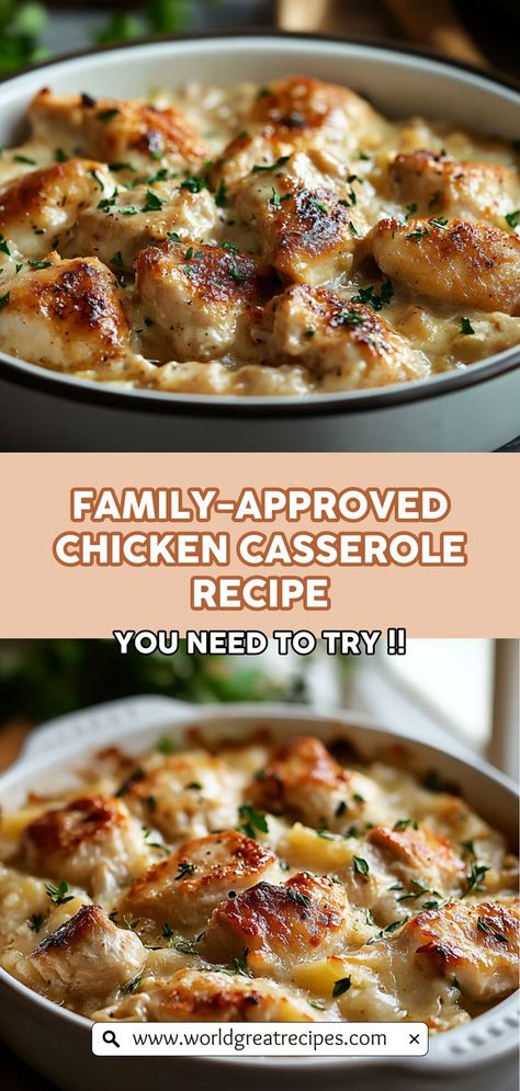 Impress your loved ones with this family-approved chicken casserole recipe that’s packed with flavor and comfort! Using simple ingredients like shredded chicken, frozen mixed veggies, and a creamy base, this dish is both nutritious and delicious. Ideal for leftovers or meal prepping, this chicken casserole is a must-try for anyone looking to create hearty, satisfying family meals that everyone will rave about! Healthy Dump Casserole Recipes, Freezer Chicken Casseroles, Chicken Nuggets Casserole, Air Fryer Chicken Casserole Recipes, Heart Healthy Chicken Casserole Recipes, Best Casseroles To Freeze, Recipes Using Diced Chicken, Chicken Wing Casserole Recipes, Chicken Tenderloin Casserole