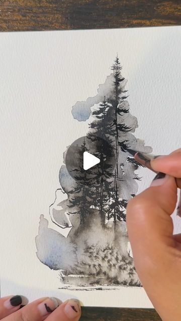 Painting With Ink Black, Learn To Paint With Watercolors, Watercolor Display Ideas, How To Do Painting, Watercolour Tutorials Watercolor Lesson, Watercolor And Ink Paintings, Watercolour And Ink Art, Ideas For Watercolor Paintings, How To Paint With Watercolor