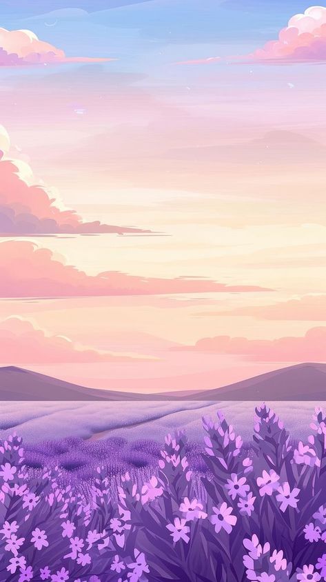 Lavender meadow and pastel sky backgrounds landscape outdoors. | premium image by rawpixel.com Pastel Colors Background Plain Purple, Pastel Color Background Plain, Cloud Background Aesthetic, Purple Landscape Painting, Lavender Meadow, Backgrounds Landscape, Purple Illustration, Sky Backgrounds, Cloud Sunset