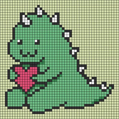 Pixel Art Grid Dinosaur, Alpha Patterns Dinosaur, Pixel Art Pattern Dinosaur, Dino Alpha Pattern, Dinosaur Pixel, Dino Pixel Art, Dinosaur Perler Bead Pattern, Pixel Art Dinosaur, Dinosaur Pixel Art