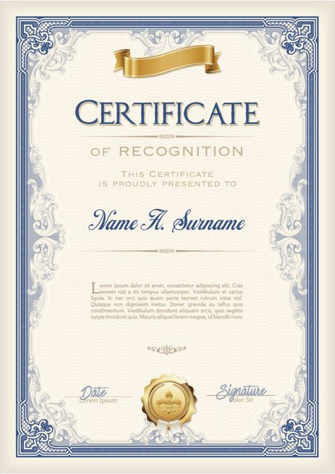 Cute Certificate, Certification Design, Blue Certificate, Certificate Images, Certificate Of Recognition, Certificate Layout, Blank Certificate Template, Graduation Certificate, Certificate Format