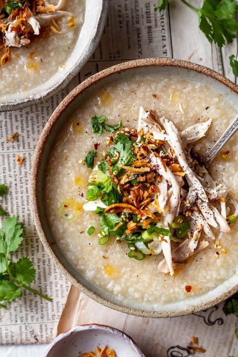 Chicken Congee Recipe, Vietnamese Sauce, Chicken Congee, Congee Recipe, Cooking Therapy, Chicken Porridge, Thanksgiving Turkey Leftovers, Porridge Recipes, Duck Recipes