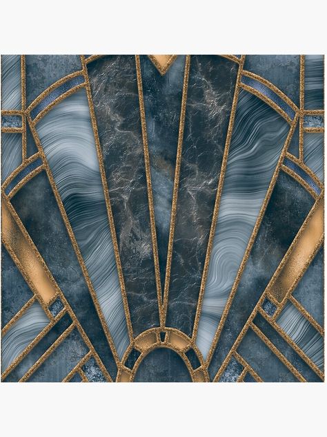 "Blue Grey Elegant Stained Glass Art Deco Window With Marble And Gemstone" Coasters (Set of 4) by artsandsoul | Redbubble Nautical Art Deco, Art Deco Moodboard, Art Deco Design Interior, Art Deco Pattern Geometric, Stained Glass Art Deco, Window Wallpaper, Art Deco Window, Deco Cinema, Random Decor