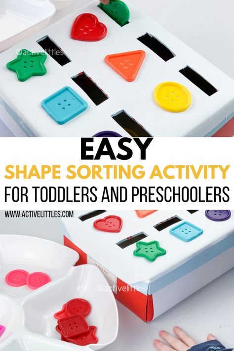 Fill And Dump Activities For Toddlers, Shapes Sorting Activity, Color Sorting For Toddlers, Shape Games For Kids, Shape Activities Kindergarten, Structured Teaching, Shape Sorting Activities, Learning Games For Toddlers, Shapes For Toddlers