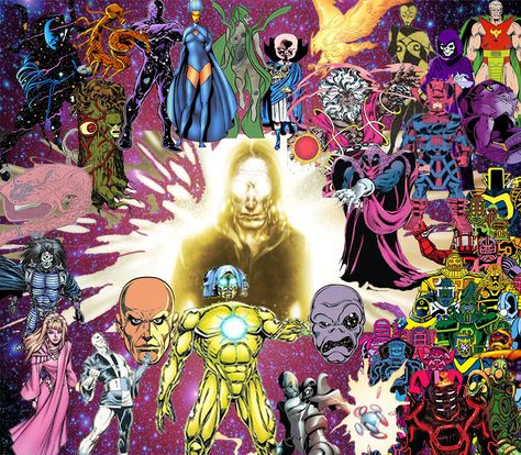 Marvels Cosmic Entities. :) Marvel Cosmic Entities, Cosmic Entities, Hercules Disney, City Of Heroes, Board Background, H P Lovecraft, Marvel Characters Art, Comic Book Superheroes, Comic Collection