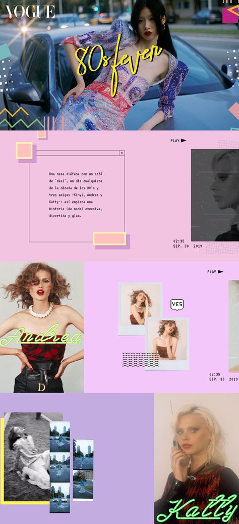 80s Fever by Vogue - One Page Website Award Fashion Lookbook Layout, Magazine Website Design, Website Moodboard, Aesthetic Websites, Website Layout Inspiration, Fashion Website Design, Lookbook Layout, Unique Web Design, Website Design Inspiration Layout