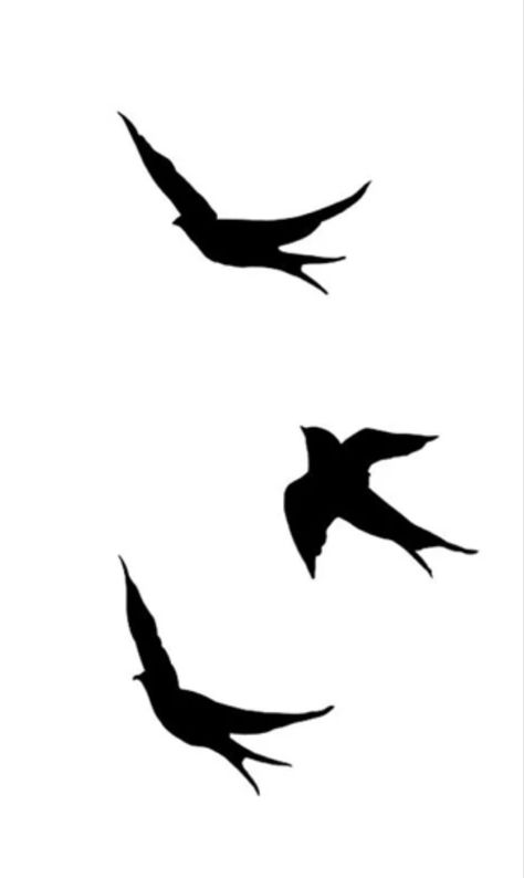 Birds Shilloute, Small Bird Silhouette Tattoo, Silouette Tattoo Black, Bird Sillouhette, Flying Birds Tattoo Design, Birds Silhouette Flying, Black Birds Tattoo, Bird Silhouette Tattoos, Noir Tattoo