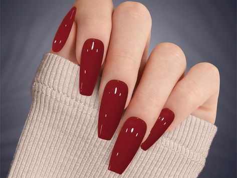 Transform your nails with our stunning Red Sangria Press on Nails! These custom hand-painted nails feature a deep, rich red shade reminiscent of a fine glass of sangria, perfect for any occasion from casual outings to formal events. 💅 See More Jewel Tone Colors here: 💅 https://www.etsy.com/shop/DawnElleDesigns?ref=search_shop_redirect§ion_id=49919739  See All the Nail Designs  dawnelledesigns.etsy.comYou will receive a full set of 10 nails in your size along with a complimentary gift of a nail Merlot Nails Acrylic, Bright Red Coffin Acrylic Nails, Fall Reds For Nails, Wine Red Nail Polish, Burgundy Pedicure Toenails, Wine Red Nails Designs Fall, Wine Color Nail Ideas, Red Wine Nails Design Burgundy, Deep Red Nail Color