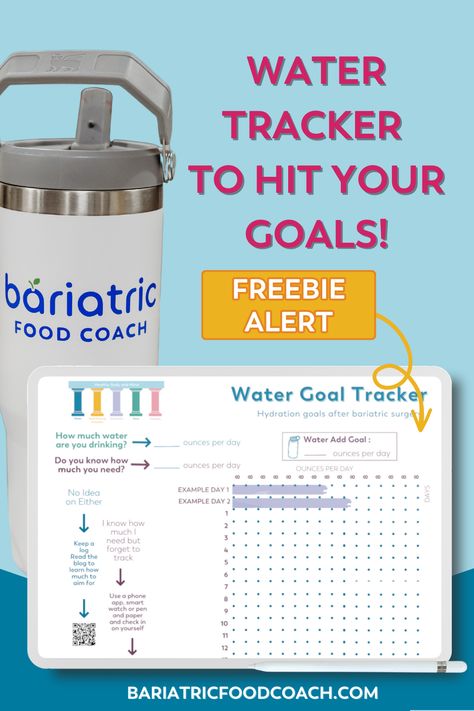 Are you ready to up your hydration game after your weight loss surgery? 💧 Whether you underwent RNY, gastric bypass, or gastric sleeve surgery, this incredible FREEBIE ALERT is just for you! Dive into optimum hydration with our Bariatric Water Goal Tracker, designed to help you progressively increase your water intake while keeping track of your daily goals. Don't miss out on this fantastic opportunity to boost your hydration goals. Get your Bariatric Water Goal Tracker now! Water Goals, Bypass Recipes, Gastric Bypass Recipes, Water Tips, Bariatric Food, Lap Band, Bariatric Friendly Recipes, 2024 Board, Daily Meal Plan